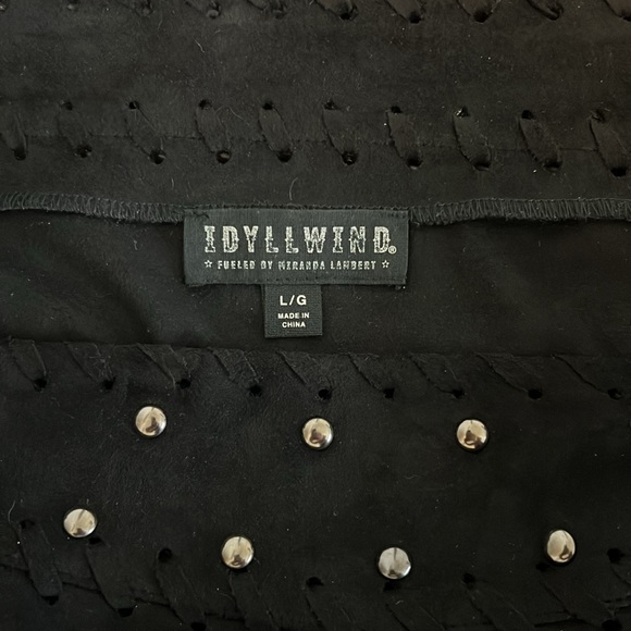 Idyllwind black Fringed studded Skirt size large - Picture 3 of 3